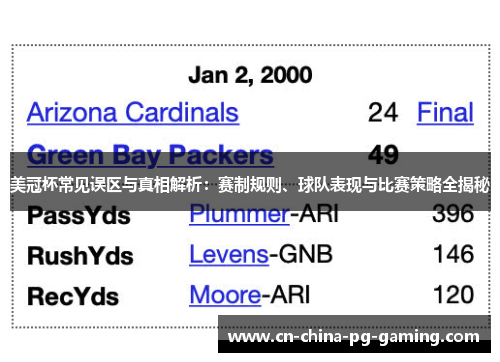 美冠杯常见误区与真相解析：赛制规则、球队表现与比赛策略全揭秘